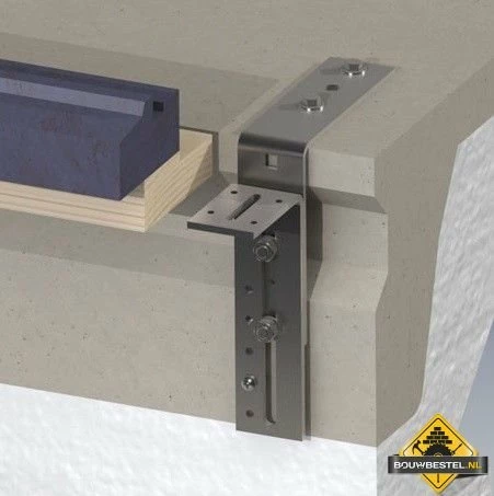 Kozijnstelbeugel / Kozijnstelhoek Type A 95X210mm 60X6 Verzinkt Band - Per Stuk 4 Kozijnstelbeugel / Kozijnstelhoek Type A 95X210mm 60X6 Verzinkt Band - Per Stuk - Afbeelding 2