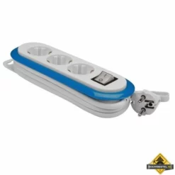 3-voudige Stekkerdoos Met Schakelaar - Blauw / Wit - Randaarde