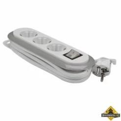 3-voudige Stekkerdoos Met Schakelaar - Grijs / Wit - Randaarde