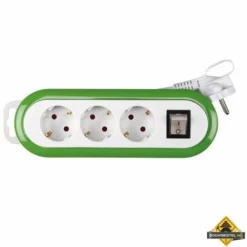 3-voudige Stekkerdoos Met Schakelaar - Groen / Wit - Randaarde