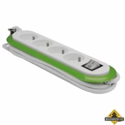 4-voudige Stekkerdoos Met Schakelaar - Groen / Wit - Randaarde