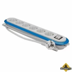 6-voudige Stekkerdoos Met Schakelaar - Blauw / Wit - Randaarde