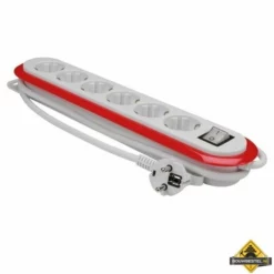 6-voudige Stekkerdoos Met Schakelaar - Rood / Wit - Randaarde