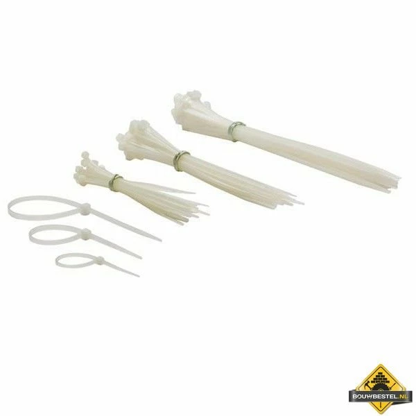 75-delige Set Met Witte Nylon Kabelbinders - Verschillende Afmetingen 3 75-delige Set Met Witte Nylon Kabelbinders - Verschillende Afmetingen