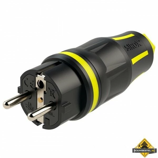 Sirox XL Volrubber Stekker Zwart/geel, IP44 3 Sirox XL Volrubber Stekker Zwart/geel, IP44