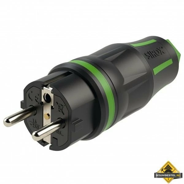 Sirox XL Volrubber Stekker Zwart/groen, IP44 3 Sirox XL Volrubber Stekker Zwart/groen, IP44