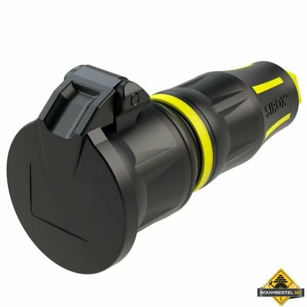 Sirox XL Volrubber Contrastekker Met Verend Klapdeksel Zwart/geel, IP44 3 Sirox XL Volrubber Contrastekker Met Verend Klapdeksel Zwart/geel, IP44