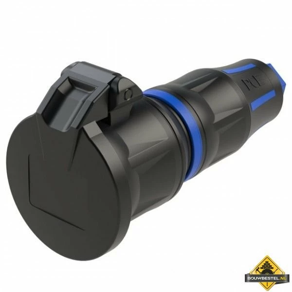 Sirox XL Volrubber Contrastekker Met Verend Klapdeksel Zwart/blauw, IP44 3 Sirox XL Volrubber Contrastekker Met Verend Klapdeksel Zwart/blauw, IP44