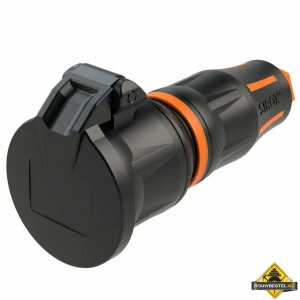 Sirox XL Volrubber Contrastekker Met Verend Klapdeksel Zwart/oranje, IP44 3 Sirox XL Volrubber Contrastekker Met Verend Klapdeksel Zwart/oranje, IP44