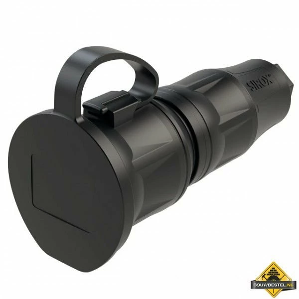 Sirox XL Volrubber Contrastekker Met Deksel Aan Band Zwart, IP44 3 Sirox XL Volrubber Contrastekker Met Deksel Aan Band Zwart, IP44