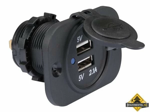 Usb-Lader Voor De Auto-Inbouw (12-24 Vdc In - 2 X 5 V Uit) 3 Usb-Lader Voor De Auto-Inbouw (12-24 Vdc In - 2 X 5 V Uit)