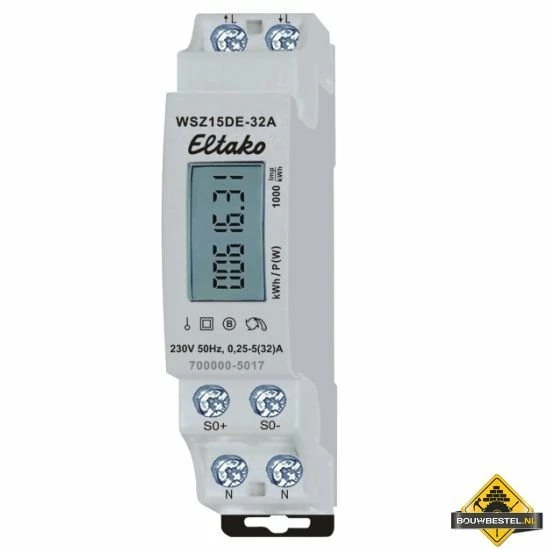 ELTAKO KWH-meter - 1 Fase Display, 1 X 32 A, Niet Geijkt 3 ELTAKO KWH-meter - 1 Fase Display, 1 X 32 A, Niet Geijkt