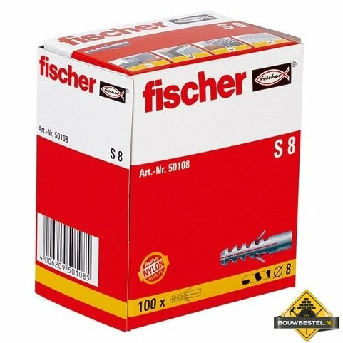 Fischer Pluggen S 8mm GK 100 Stuks 4 Fischer Pluggen S 8mm GK 100 Stuks - Afbeelding 2