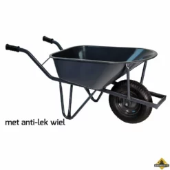Bouw Kruiwagen Staal 85 Liter Ovale Buis Verzwaard Softwiel (anti-lek Band) - NL-fabricaat (INFORMEER NAAR DE LEVERTIJD)