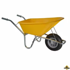 Bouwkruiwagen HDPE 100 Liter Geel (NL Fabrikaat)