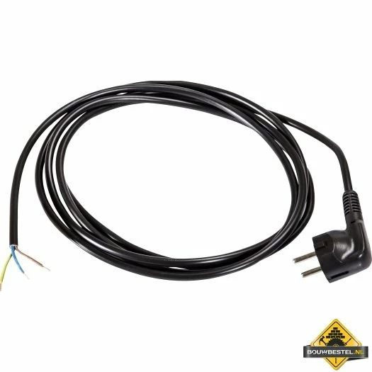 Kunststof Aansluitsnoer H05VV-F 3 G 1.0 Mm2 Met Haakse Stekker Zwart 5 Meter