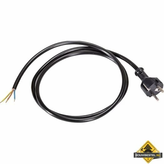 Kunststof Aansluitsnoer H05VV-F 3 G 1.5 Mm2 Met Centrale Stekker Zwart 1,5 Meter