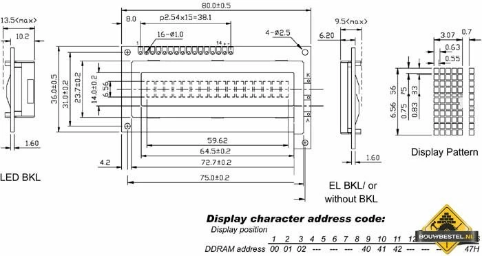 Lcd 16 X 1 Bottom View Transflectief Met Achtergrondverlichting 3 Lcd 16 X 1 Bottom View Transflectief Met Achtergrondverlichting