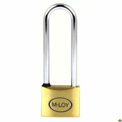 M-LOY Messing Hangslot Met Hoge Beugel Gelijksluitend - 50 Mm (beugel: 8 X 100 X 28 Mm)