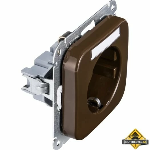 Opus 1 Geaarde Contactdoos Met Tekstveld Sepiabruin 4 Opus 1 Geaarde Contactdoos Met Tekstveld Sepiabruin - Afbeelding 2