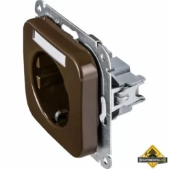 Opus 1 Geaarde Contactdoos Met Tekstveld Sepiabruin