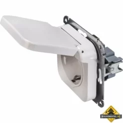 Opus 1 Geaarde Contactdoos Met Verend Klapdeksel Wit