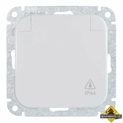 Opus 1 IP44 Geaarde Contactdoos Met Verend Klapdeksel Helder Wit