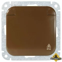 Opus 1 IP44 Geaarde Contactdoos Met Verend Klapdeksel Sepiabruin