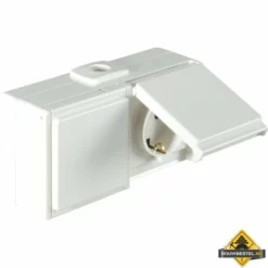 Opus Aqua Geaarde Contactdoos 2-voudig, Horizontaal Helder Wit