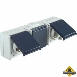 Opus Aqua Geaarde Contactdoos 3-voudig, Horizontaal Lichtgrijs/staalblauw