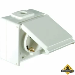 Opus Aqua Geaarde Contactdoos Enkel Zonder Kinderbeveiliging Helder Wit