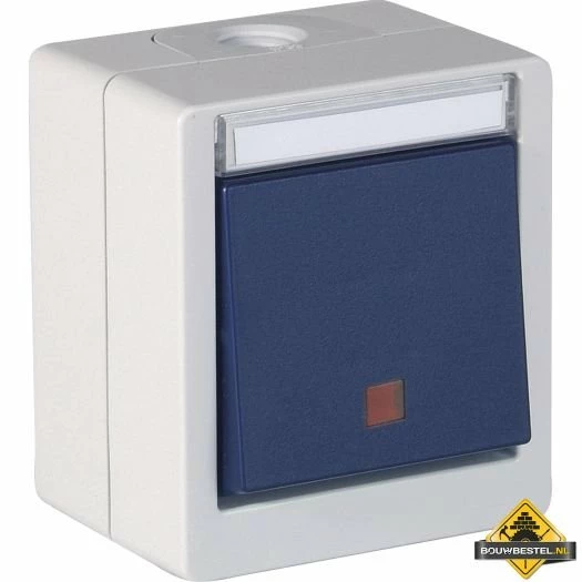 Opus Resist (puls)schakelaar Met Verlichting 3-voudig Uit/wissel/puls Lichtgrijs/staalblauw