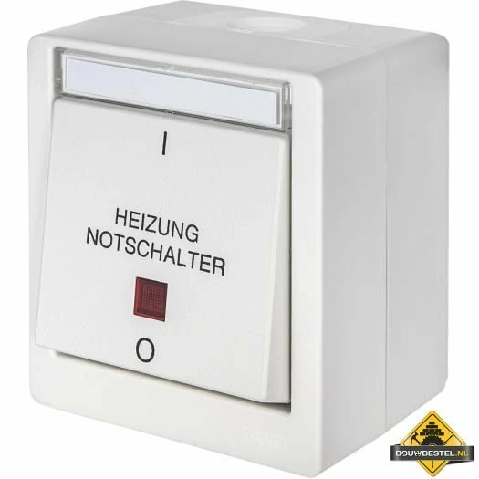 Opus Resist (puls)schakelaar Met Verlichting Verwarming Noodstop 2-polig, Rode Lens Helder Wit - Afbeelding 2