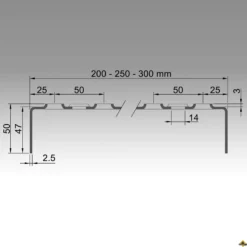 Perfotreden Met Afwateringsgaten 1100x300x50mm (thermisch Verzinkt) -hulpmiddel Verkoopwinkel perfotreden doorsnede 20