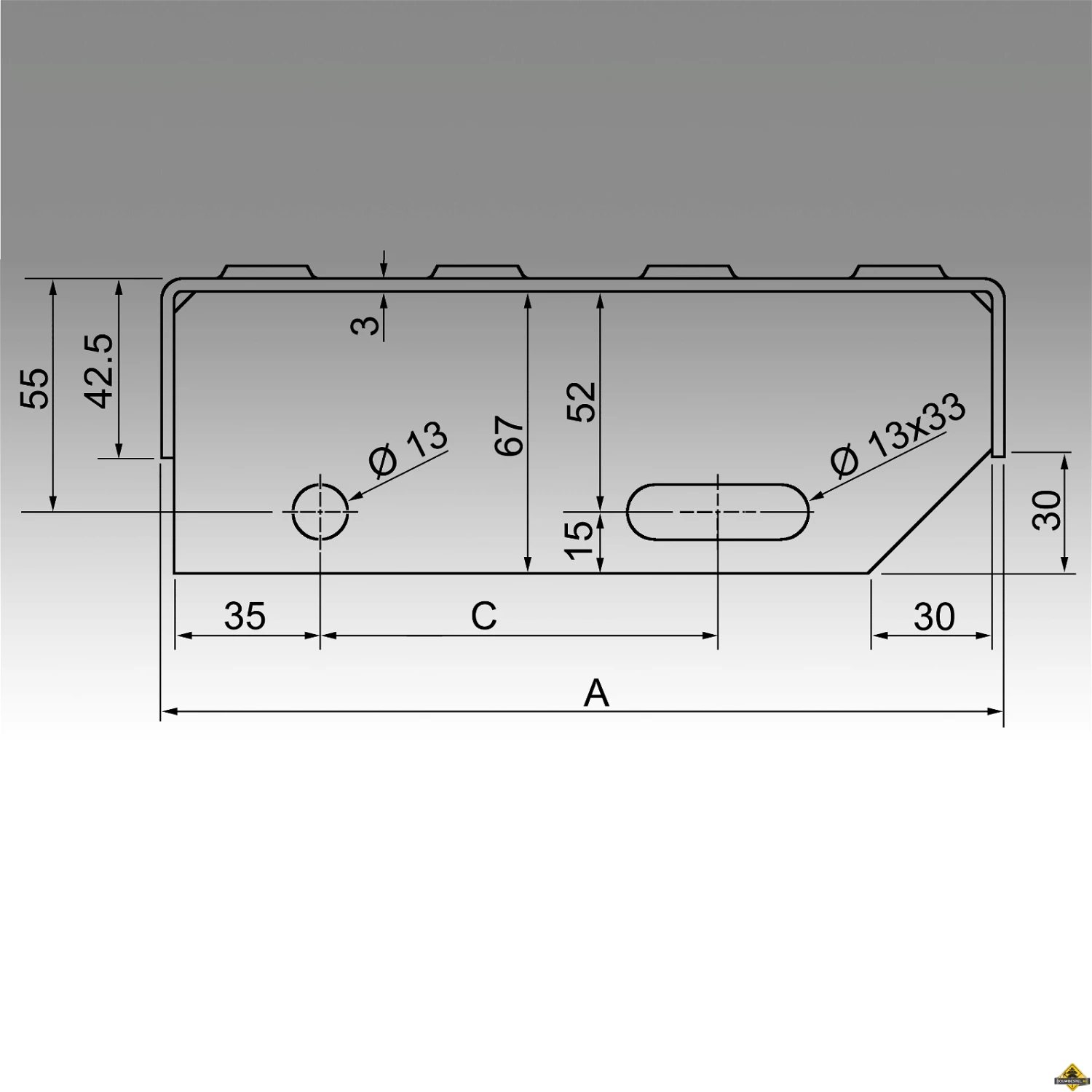 Perfotreden Met Afwateringsgaten 800x200x50mm (thermisch Verzinkt) 4 Perfotreden Met Afwateringsgaten 800x200x50mm (thermisch Verzinkt) - Afbeelding 2