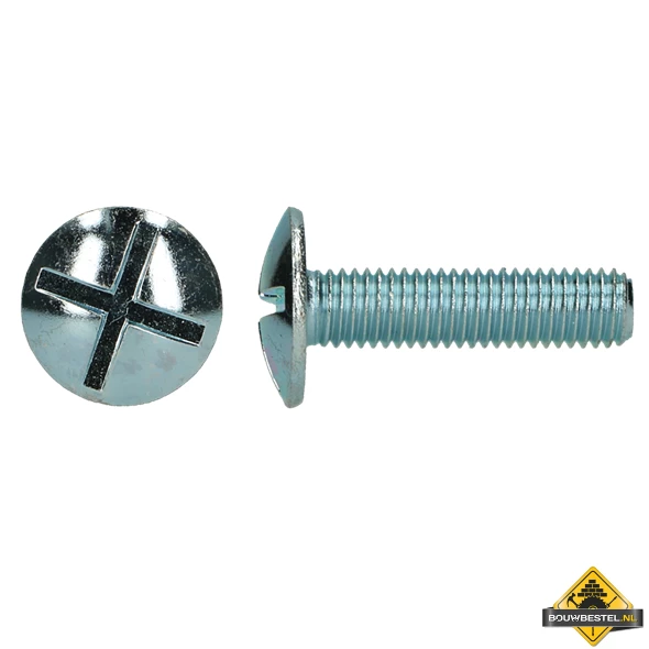 Platbolkopschroef Dubbele Gleuf M10x25mm Verzinkt | 100 Stuks 3 Platbolkopschroef Dubbele Gleuf M10x25mm Verzinkt | 100 Stuks