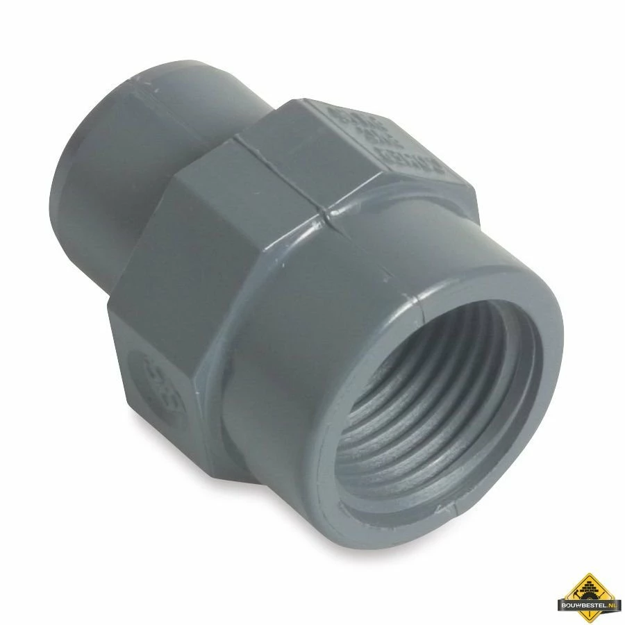 Inzetstuk PVC-U 1 1/2 Inch X 1 1/2 Inch Imperial Lijmspie X Binnendraad 10 Bar Grijs 3 Inzetstuk PVC-U 1 1/2 Inch X 1 1/2 Inch Imperial Lijmspie X Binnendraad 10 Bar Grijs