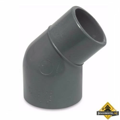 Knie 45 Graden PVC-U 40/50 Mm X 50 Mm Lijmmof/spie X Lijmmof 10 Bar Grijs 3 Knie 45 Graden PVC-U 40/50 Mm X 50 Mm Lijmmof/spie X Lijmmof 10 Bar Grijs