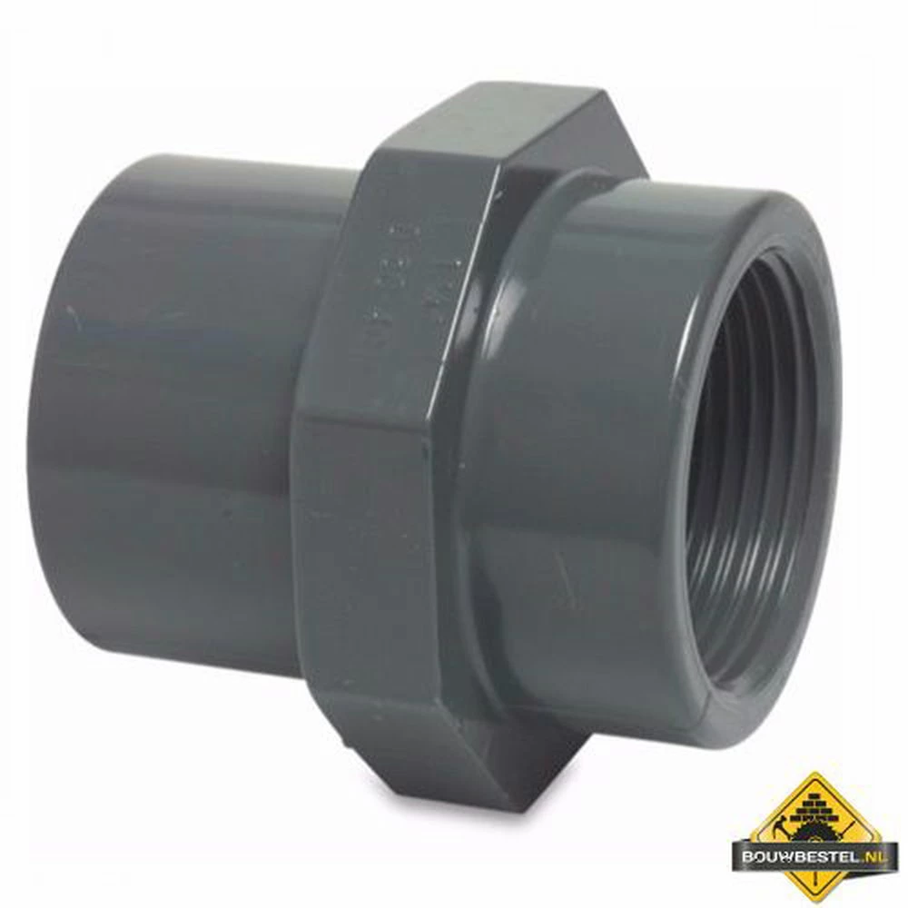 Draadsok PVC-U 40/50 Mm X 1 1/4 Inch Lijmmof/spie X Binnendraad 10 Bar Grijs L1 (per 10 Stuks) 3 Draadsok PVC-U 40/50 Mm X 1 1/4 Inch Lijmmof/spie X Binnendraad 10 Bar Grijs L1 (per 10 Stuks)