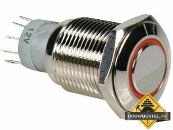 Ronde Metalen Drukknop Spdt 1No 1Nc - Oranje Ring 3 Ronde Metalen Drukknop Spdt 1No 1Nc - Oranje Ring