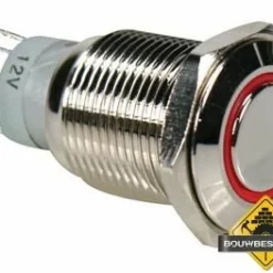 Ronde Metalen Drukknop Spdt 1No 1Nc - Rode Ring