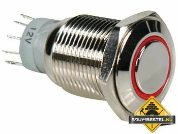 Ronde Metalen Drukknop Spdt 1No 1Nc - Rode Ring 3 Ronde Metalen Drukknop Spdt 1No 1Nc - Rode Ring