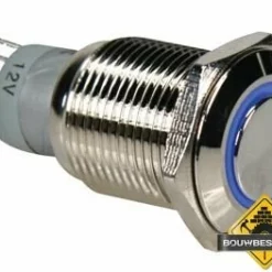 Ronde Metalen Schakelaar Spdt 1No 1Nc - Blauwe Ring