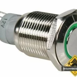 Ronde Metalen Schakelaar Spdt 1No 1Nc - Groene Ring