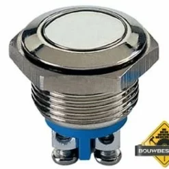 Platte Drukknop In Roestvrij Staal Spst 1No