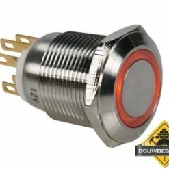 Drukknop In Roestvrij Staal Spdt 1No 1Nc - Oranje Ring - 19mm