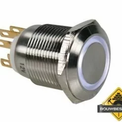 Drukknop In Roestvrij Staal Spdt 1No 1Nc - Witte Ring - 19mm