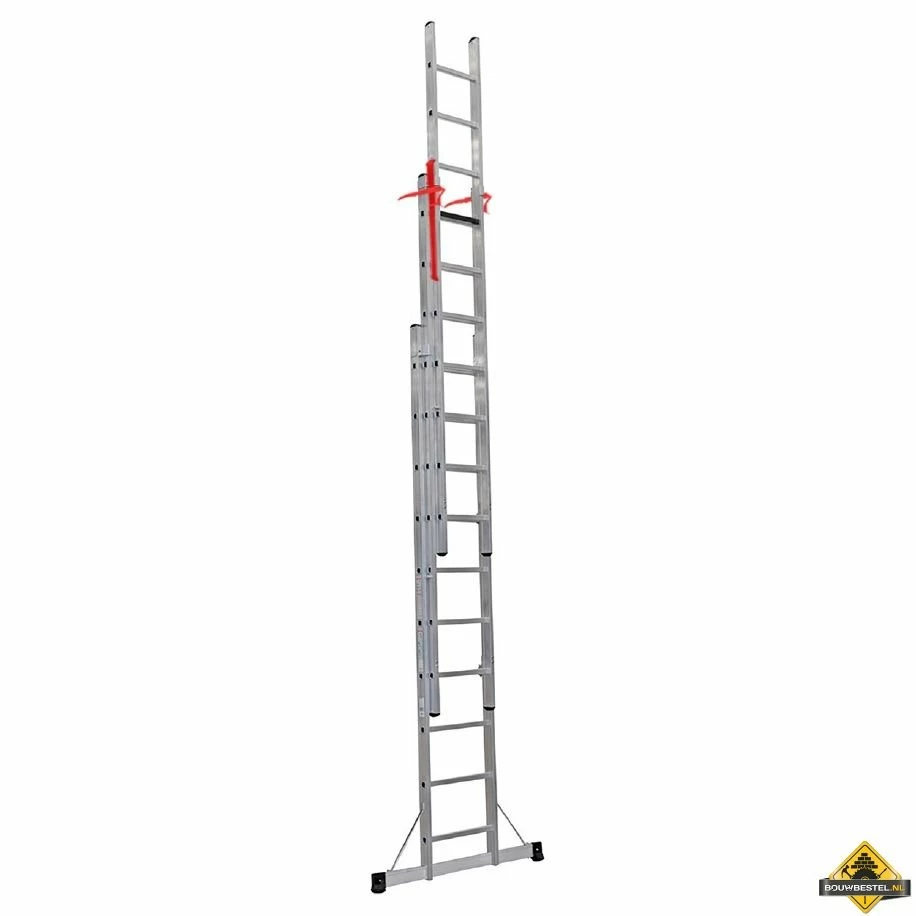 Schuifladder 3-delig + Top Safe Met 3x14 Sporten En Werkhoogte 990 Cm (Levertijd Ca. 1 Week) 3 Schuifladder 3-delig + Top Safe Met 3x14 Sporten En Werkhoogte 990 Cm (Levertijd Ca. 1 Week)