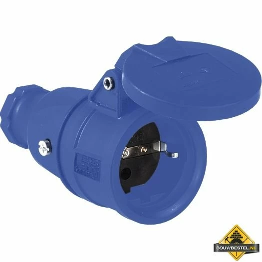 Sirox Volrubber Contrastekker Met Verend Klapdeksel Blauw, IP44 3 Sirox Volrubber Contrastekker Met Verend Klapdeksel Blauw, IP44