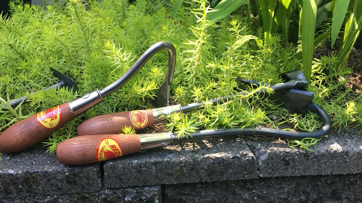 hulpmiddel Verkoopwinkel -hulpmiddel Verkoopwinkel various hoes in garden